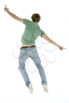 Back View Of Man Jumping In Air