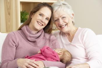 Portrait Of Grandmother, Mother And Daughter At Home