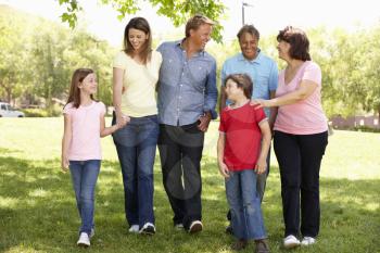 Multi generation Hispanic family in park