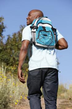 Young  man on country hike