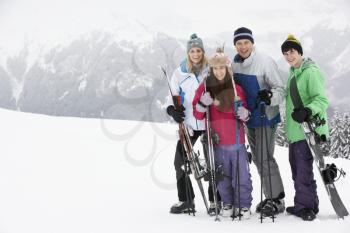 Family On Ski Holiday In Mountains