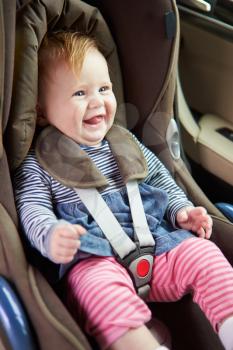 Baby Sitting Happily In Car Seat