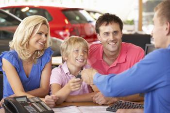 Family buying new car