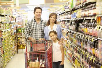Family shopping in supermarket