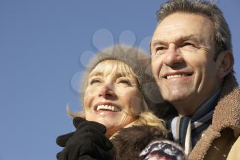 Portrait mature couple outdoors in winter