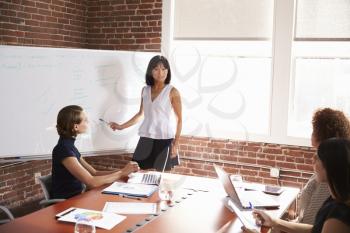 Group Of Businesswomen Meeting In Modern Boardroom