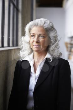 Senior white businesswoman looking away, portrait