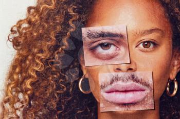 Gender Identity Concept With Composite Image Made From Male And Female Facial Features