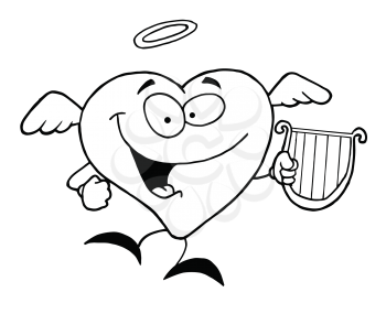 Royalty Free Clipart Image of a Heart Angel