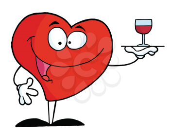 Royalty Free Clipart Image of a Heart With Wine