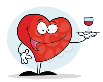 Royalty Free Clipart Image of a Heart With a Wineglass