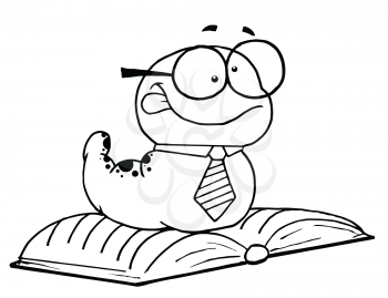 Royalty Free Clipart Image of a Caterpillar on a Book