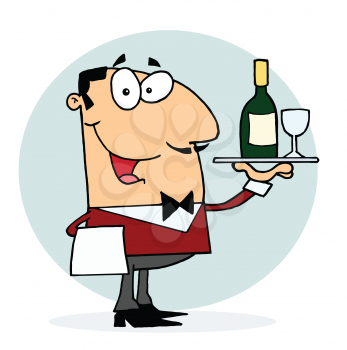 Royalty Free Clipart Image of a Man With Wine and a Wineglass