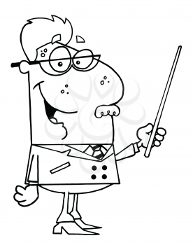 Royalty Free Clipart Image of a Man With a Pointer