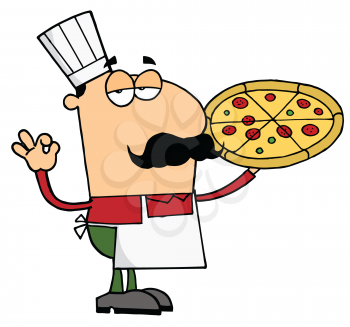 Royalty Free Clipart Image of a Pizza Man
