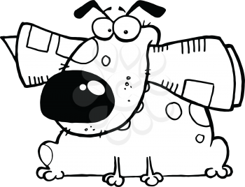 Royalty Free Clipart Image of a Dog With a Newspaper