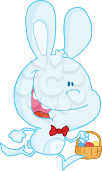Royalty Free Clipart Image of a Bunny and Easter Basket