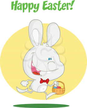 Royalty Free Clipart Image of an Easter Bunny Greeting