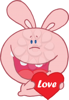 Royalty Free Clipart Image of a Bunny With a Heart