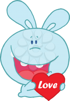 Royalty Free Clipart Image of a Rabbit Holding a Heart