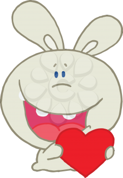 Royalty Free Clipart Image of a Rabbit Holding a Heart