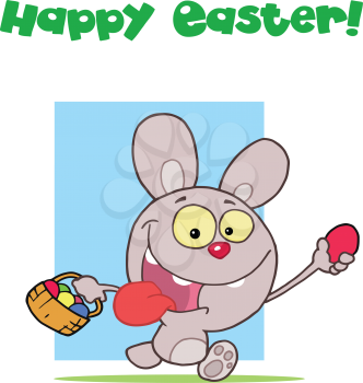 Royalty Free Clipart Image of an Easter Bunny on a Greeting Card