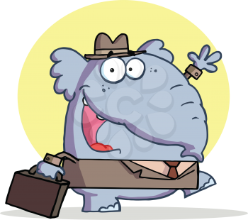 Royalty Free Clipart Image of an Elephant Businessman