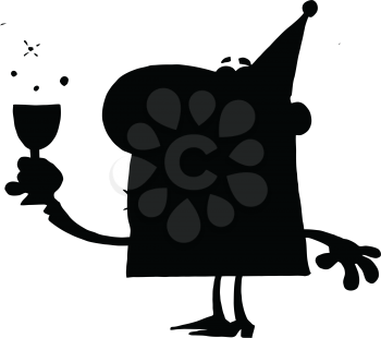 Royalty Free Clipart Image of a Silhouette of a Man With a Wineglass