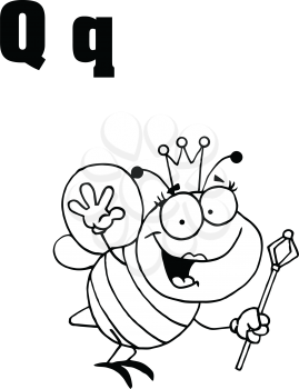 Royalty Free Clipart Image of Q is for Queen Bee