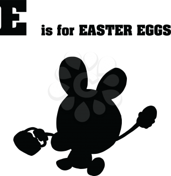 Royalty Free Clipart Image of a Silhouette of E is for Easter Eggs