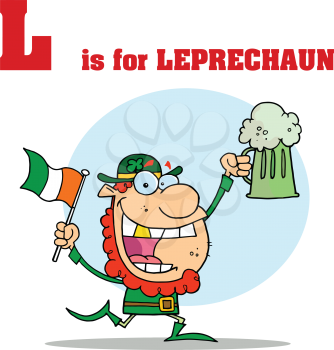 Royalty Free Clipart Image of a Leprechaun Dancing on St. Patrick's Day