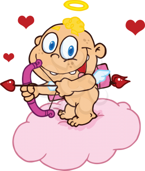 Royalty Free Clipart Image of a Cupid With Bow and Arrow