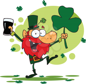 Royalty Free Clipart Image of a Dancing Leprechaun