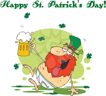 Royalty Free Clipart Image of a Drunk Leprechaun