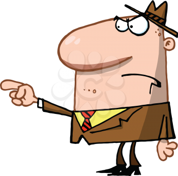 Royalty Free Clipart Image of an Angry Man Pointing His Finger