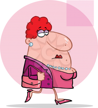 Royalty Free Clipart Image of a Woman Wearing Pearls and Carrying a Purse