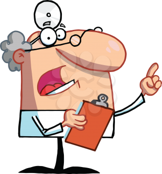 Royalty Free Clipart Image of a Doctor Holding a Clipboard