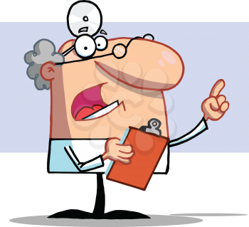 Royalty Free Clipart Image of a Male Doctor Holding a Clipboard