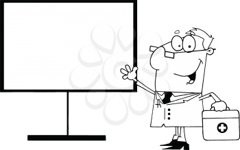 Royalty Free Clipart Image of a Male Doctor With His Hand on a Board