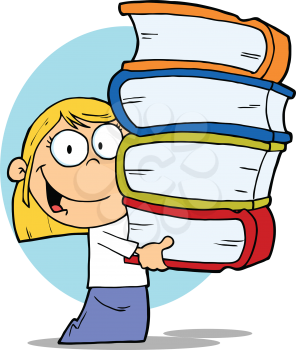 Royalty Free Clipart Image of a Girl Carrying Books