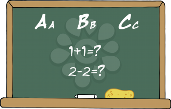 Royalty Free Clipart Image of a Chalkboard With ABCs and Addition