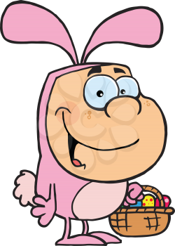 Royalty Free Clipart Image of a Kid in Bunny Costume