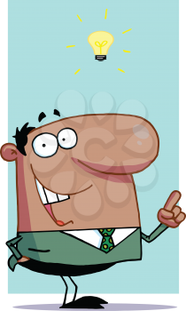 Royalty Free Clipart Image of a Businessman Having a Lightbulb Moment