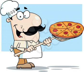 Royalty Free Photo of a Pizza Guy With a Pizza
