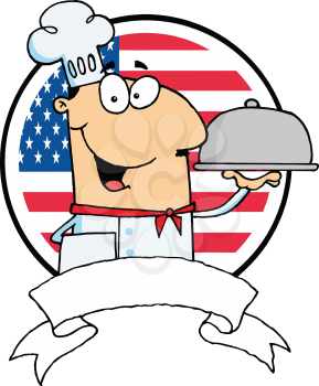 Royalty Free Photo of a Chef in Front of an American Flag