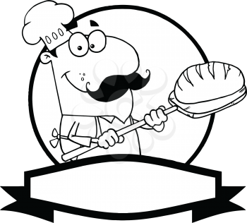 Royalty Free Clipart Image of a Baker With a Loaf of Bread