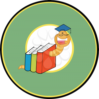 Royalty Free Photo of a Bookworm on a Badge