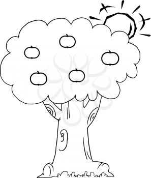 Royalty Free Clipart Image of an Apple Tree in the Sun
