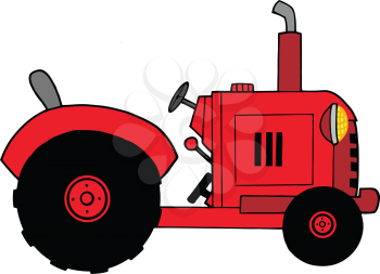 Royalty Free Clipart Image of a Vintage Red Tractor