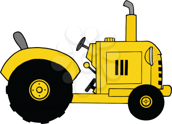 Royalty Free Clipart Image of a Yellow Tractor